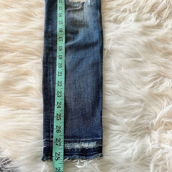 Madewell Womens 9" High Rise Skinny Jeans Size 25 Medium Wash Raw Hem Distressed - Picture 9 of 10